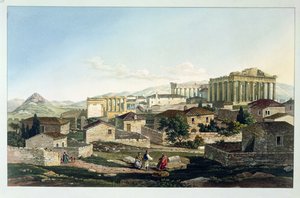 A Parthenon nyugati homlokzata, 19. tábla a "Views in Greece" 4. részéből, Bennett metszete, 1820 (akvatinta)